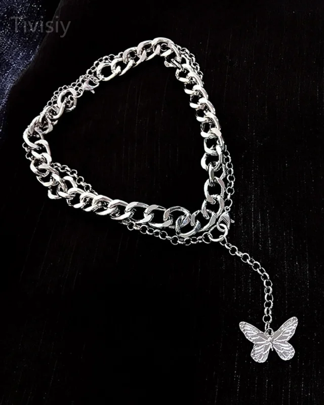 Butterfly Pendant Personality Double Clavicle